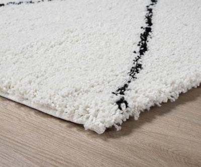 Boho&me Vierkant hoogpolig vloerkleed ruit Artisan - wit|zwart -