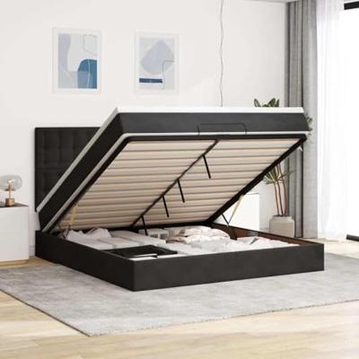 Ottoman bed met matrassen 160x200cm fluweel zwart