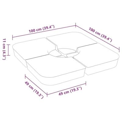 VidaXL 4-delige set parasolvoeten voor kruisvoet parasol 100 kg pp