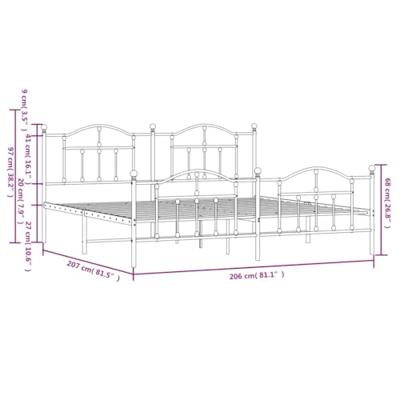 Bedframe met hoofd- en voeteneinde metaal wit 200x200 cm