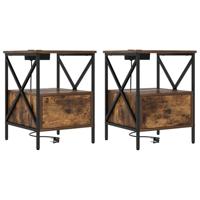 Nachtkastje met lade 2 pcs Gerookt eiken 41,5 x 40,5 x 55 cm - thumbnail