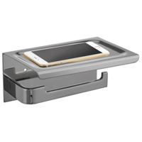 Best Design Toiletrolhouder met Telefoonplankje 18x12 cm RVS Geborsteld - thumbnail