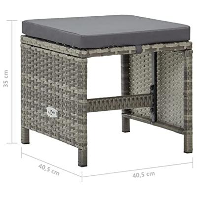 Tuinkrukken 4 st met kussens poly rattan grijs - thumbnail