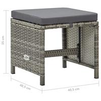 Tuinkrukken 4 st met kussens poly rattan grijs - thumbnail