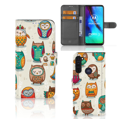 Motorola Moto G Pro | Telefoonhoesje | Met pasjeshouder | Vrolijke Uilen