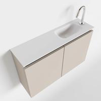 MONDIAZ TURE 80cm toiletmeubel linen. EDEN wastafel talc rechts 1 kraangat - thumbnail