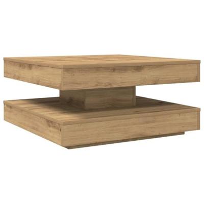 Salontafel 360 graden draaibaar 70x70x34,5 cm artisanaal eiken