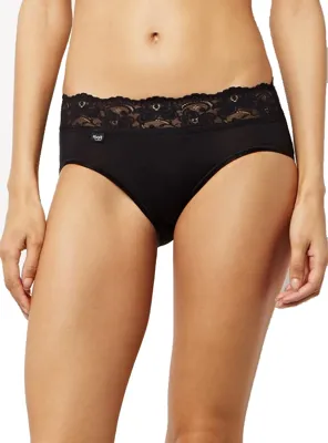 Romance Midi - kanten dames heup slip - Microfiber dames onderbroek - 40 - Zwart | Dames slip - Onderbroek - Ondergoed - 40 - Onderbroek -