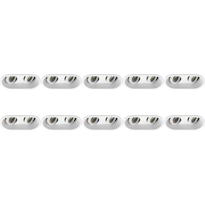 Spot Armatuur 10 Pack - Pragmi Zano Pro - GU10 Inbouwspot - Ovaal Dubbel - Wit - Aluminium - Kantelbaar - 185x93mm