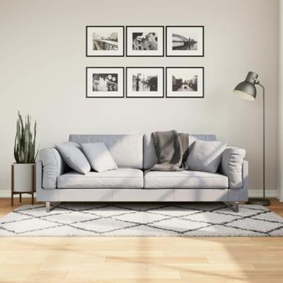 VidaXL Vloerkleed pamplona shaggy hoogpolig 100x200 cm crème en zwart