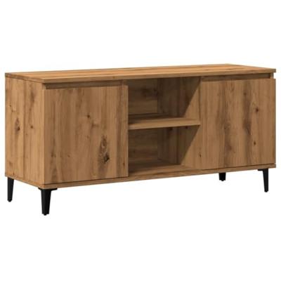 Tv-meubel 102x35x50 cm bewerkt hout artisanaal eikenkleur Tv-meubel 102x35x50 cm bewerkt hout artisanaal eikenkleur