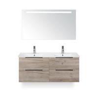 Seville Badmeubelset 120 cm - 4 laden Craft Oak Edge - Wastafel Enjoy Dubbel - met Sence Spiegel - thumbnail