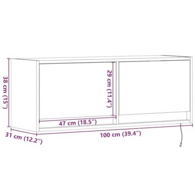 Tv-wandmeubel met LED-verlichting 100x31x35 cm betongrijs