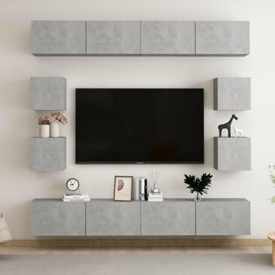 8-delige Tv-meubelset spaanplaat betongrijs