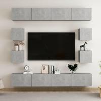 8-delige Tv-meubelset spaanplaat betongrijs - thumbnail