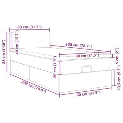 Ottoman bed met matras 80x200cm stof donkergrijs