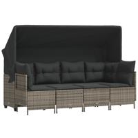 5-delige Loungeset met kussens poly rattan grijs - thumbnail