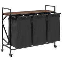 Wasmand 3 vakken met planken bruin eikenkleurig - thumbnail