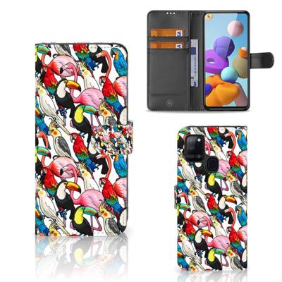 Samsung Galaxy A21s | Telefoonhoesje | Met pasjeshouder | Birds