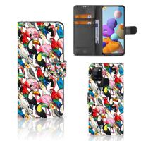 Samsung Galaxy A21s | Telefoonhoesje | Met pasjeshouder | Birds - thumbnail