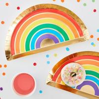 Ginger Ray wegwerp bordjes rainbow papier 8 stuks | 20 stuks - thumbnail