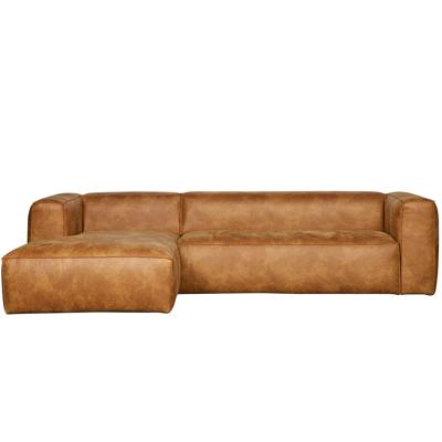WOOOD Hoekbank 'Bean' Links, leder cognac