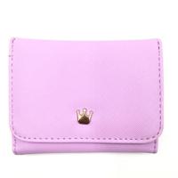 Korte mini vrouwen portefeuilles kroon ingericht fold PU lederen Coin Purse kaarthouder (paars) - thumbnail