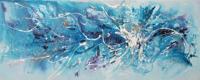 Schilderij - Handgeschilderd - Abstract in blauw 150x60cm - thumbnail