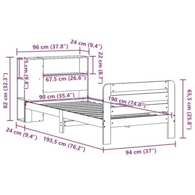 Bedframe zonder matras massief grenenhout 90x190 cm