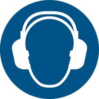 Pictogram bordje Djois Gehoorbescherming verplicht Ø200mm blauw - thumbnail