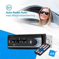 NK AutoRadio - Bluetooth Handsfree 4.0, AUX Functie, MP3 Speler en Dubbele USB Poort, FM Stereo Geluid, Handsfree Bellen, Afstandsbediening, LCD Scherm, iOS & Android - thumbnail