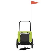 Hondenfietstrailer oxford stof en ijzer groen en zwart - thumbnail