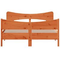 Bedframe zonder matras massief grenenhout wasbruin 135x190 cm - thumbnail