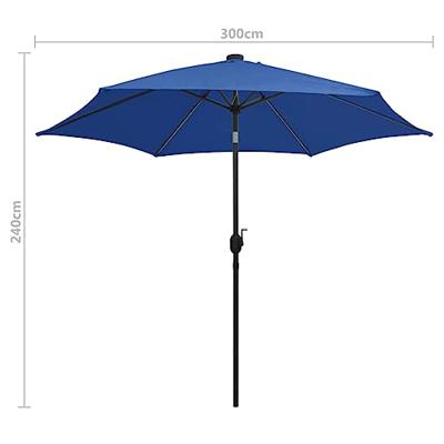 VidaXL Parasol met led-verlichting en aluminium paal 300 cm azuurblauw