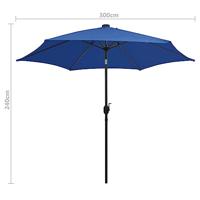 Parasol met LED-verlichting en aluminium paal 300 cm azuurblauw - thumbnail