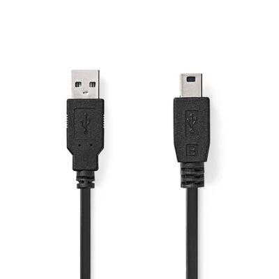 Nedis USB-Kabel | USB 2.0 | USB-A Male | USB Mini-B 5-Pins Male | 480 Mbps | Vernikkeld | 2.00 m | Rond | PVC | Zwart | Label - CCGL60300BK20 Nedis USB-Kabel | USB 2.0 | USB-A Male | USB Mini-B 5-Pins Male | 480 Mbps | Vernikkeld | 2.00 m | Rond | PVC | Zwart | Label - CCGL60300BK20
