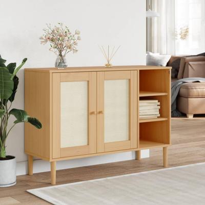 Dressoir SENJA 112x40x80 cm rattan massief grenenhout bruin Dressoir SENJA 112x40x80 cm rattan massief grenenhout bruin
