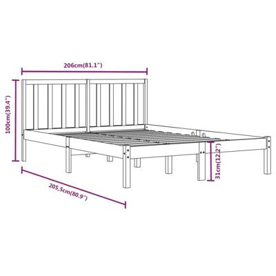 Bedframe massief grenenhout grijs 200x200 cm