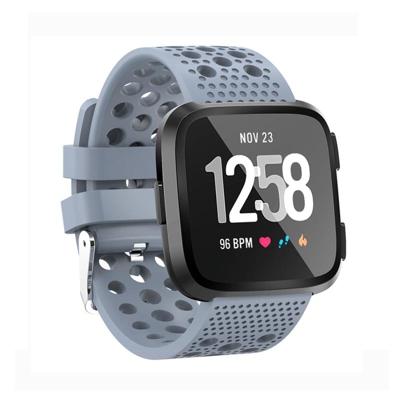 Slimme horloge ontlucht cirkel gat polsband horlogeband voor Fitbit versa (Baby Blue)