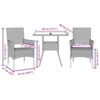 3-delige Tuinset met kussens poly rattan en acaciahout beige - thumbnail