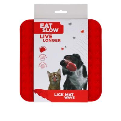 Eat Slow Live Longer Lick Mat Wave Red