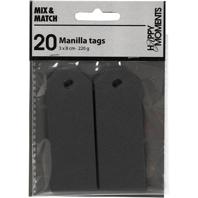 Creativ Company Manilla labels zwart, 20st.
