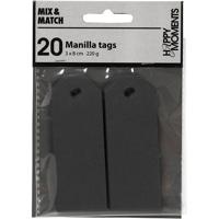 Creativ Company Manilla-labels, afm 3x8 cm, 220 gr, zwart, 20 stuk/ 1 doos - thumbnail