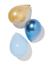 HEMA Ballonnen Ø23cm blauw-goud - 20 stuks - thumbnail