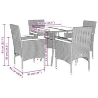 5-delige Tuinset met kussens poly rattan en glas zwart - thumbnail