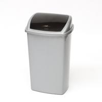 Afvalbak m.klapdeksel grijs/zwart swing 50l - thumbnail