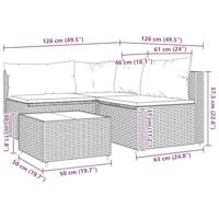 4-delige Loungeset met kussens poly rattan grijs - thumbnail