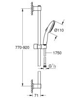 Doucheset met 2-straals douchekop, 90cm staaf en flexibele slang - GROHE Vitalio Start 110 26954001 - Waterbesparend - Chroom - thumbnail