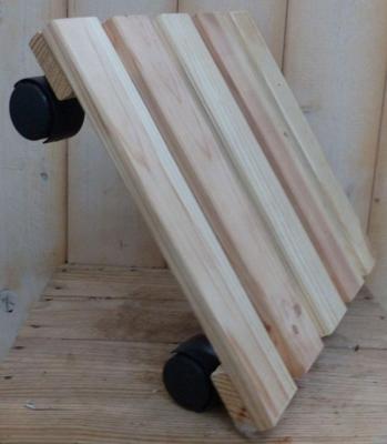 Houten trolly vierkant plastic wieltjes - Warentuin mix