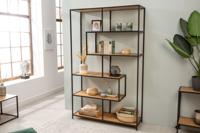 industrieele boekenkast SLIM LINE 185x114cm wilde eik zwart zes planken - 42024 - thumbnail